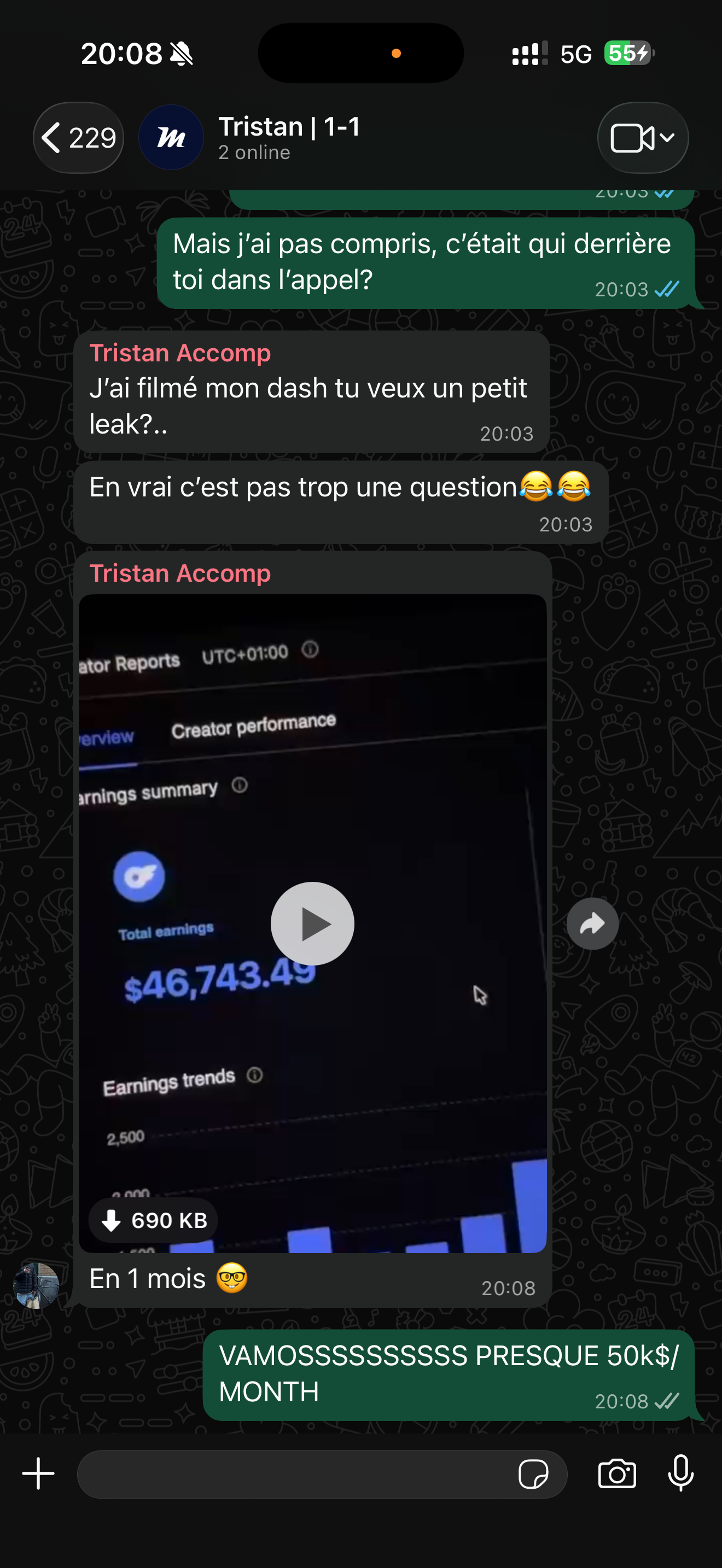 Retour membre WhatsApp