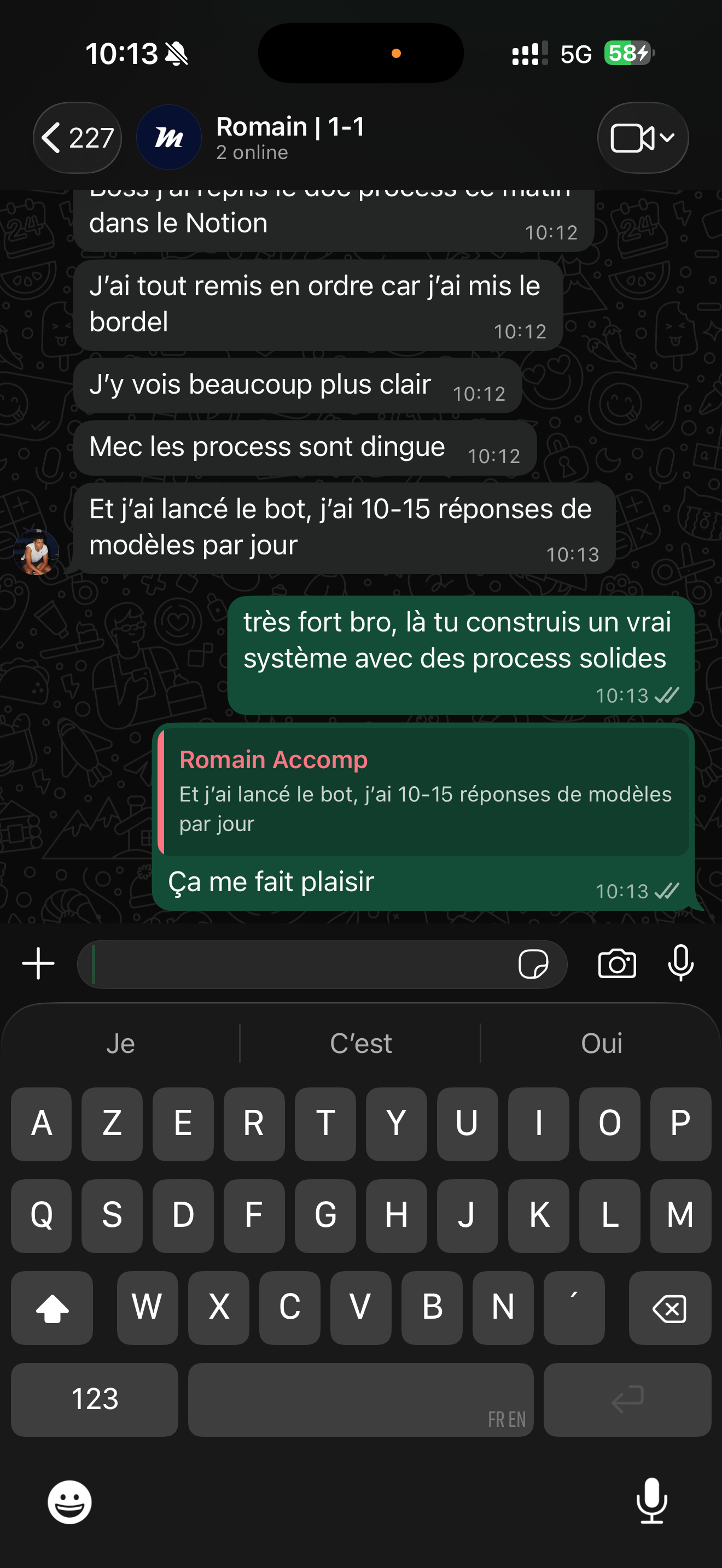 Retour membre WhatsApp