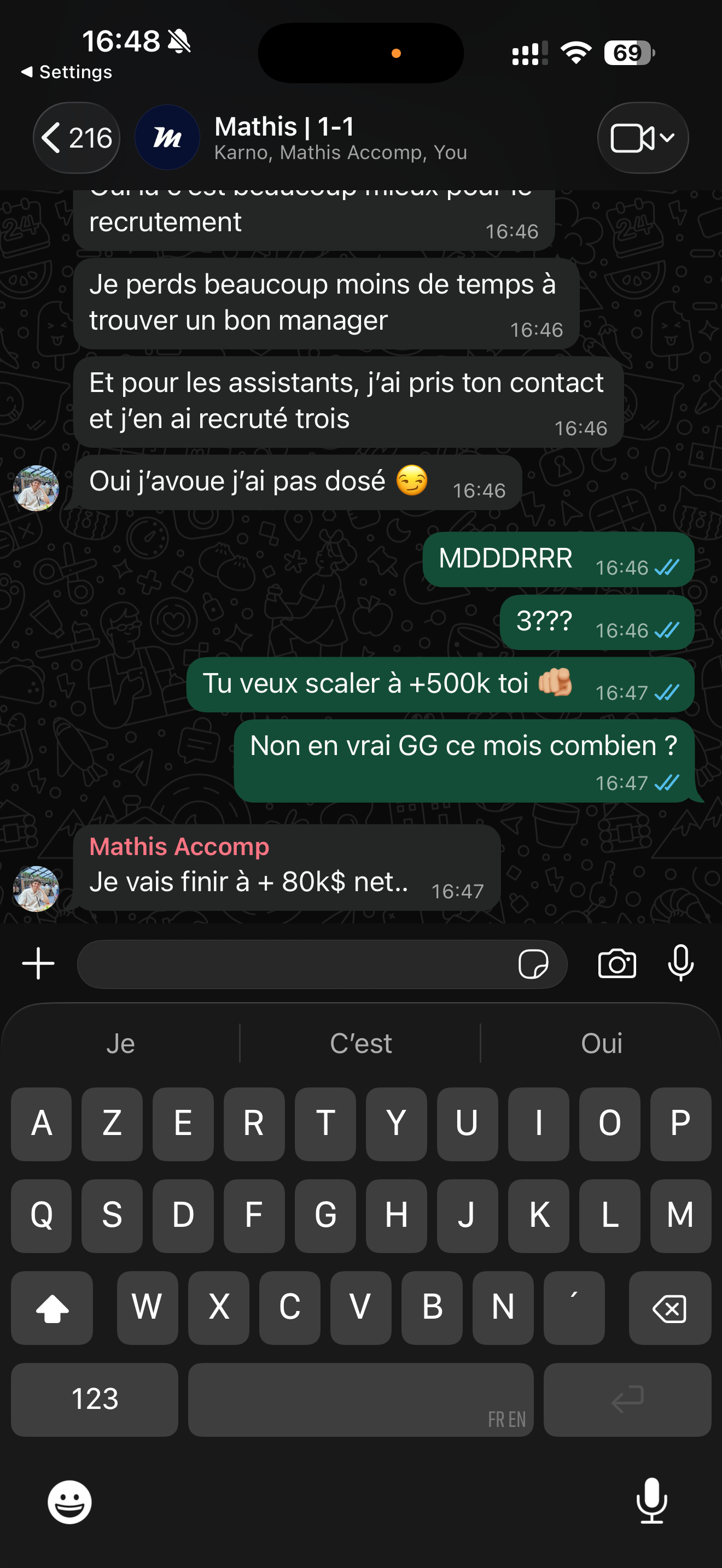 Retour membre WhatsApp