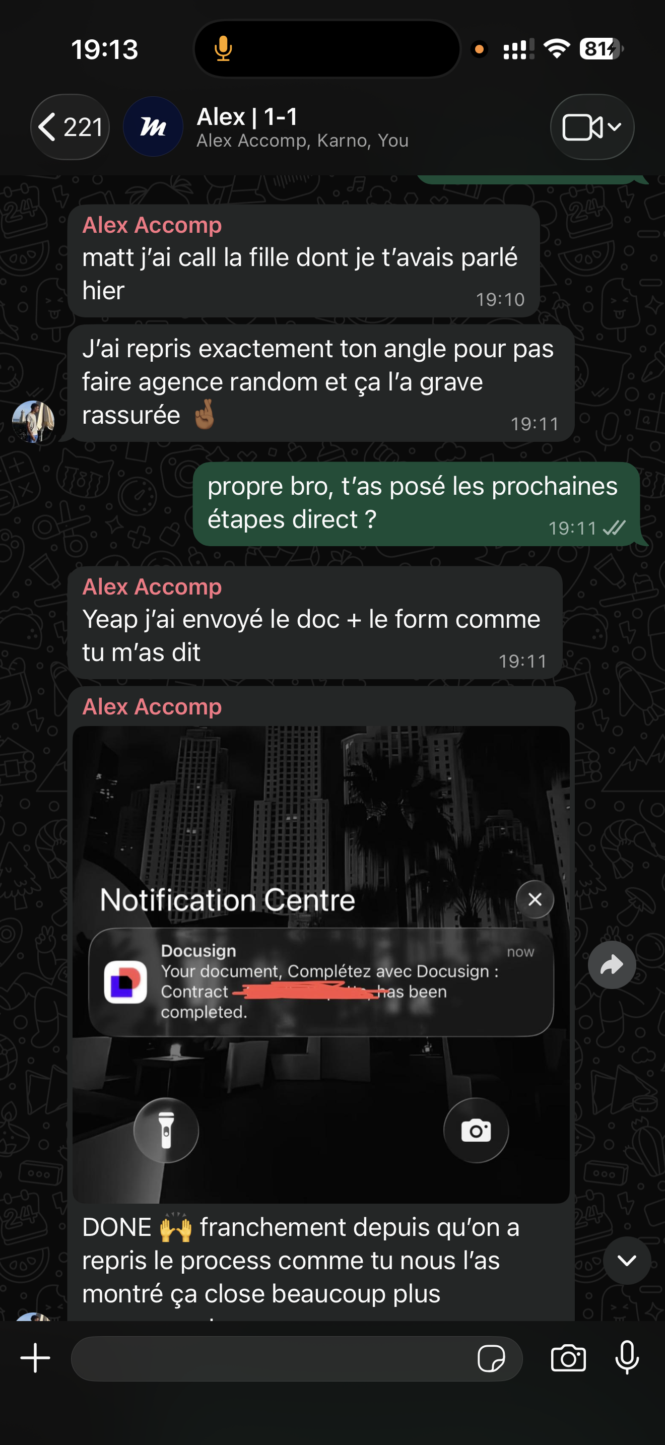 Retour membre WhatsApp