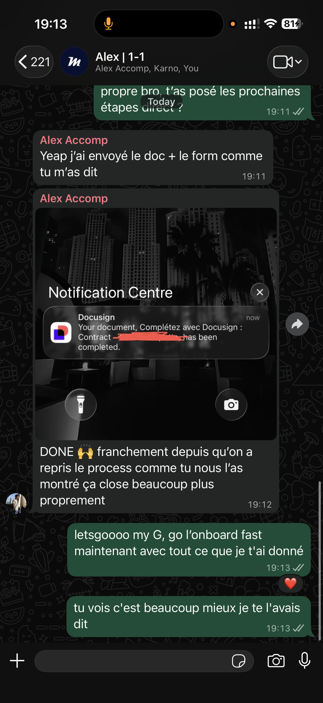 Retour membre WhatsApp