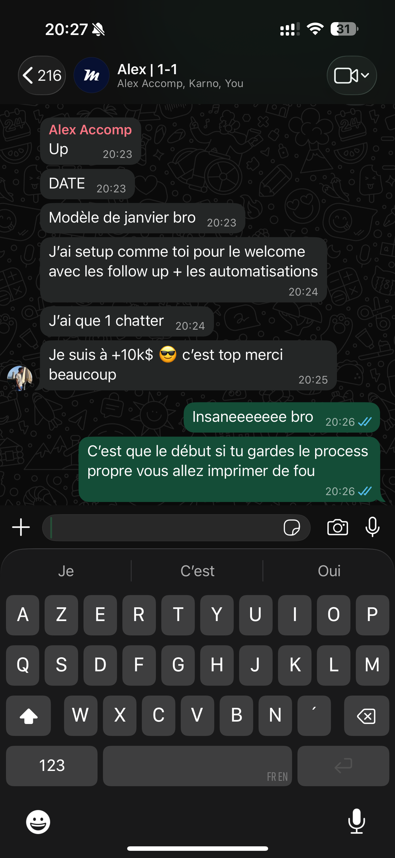 Retour membre WhatsApp