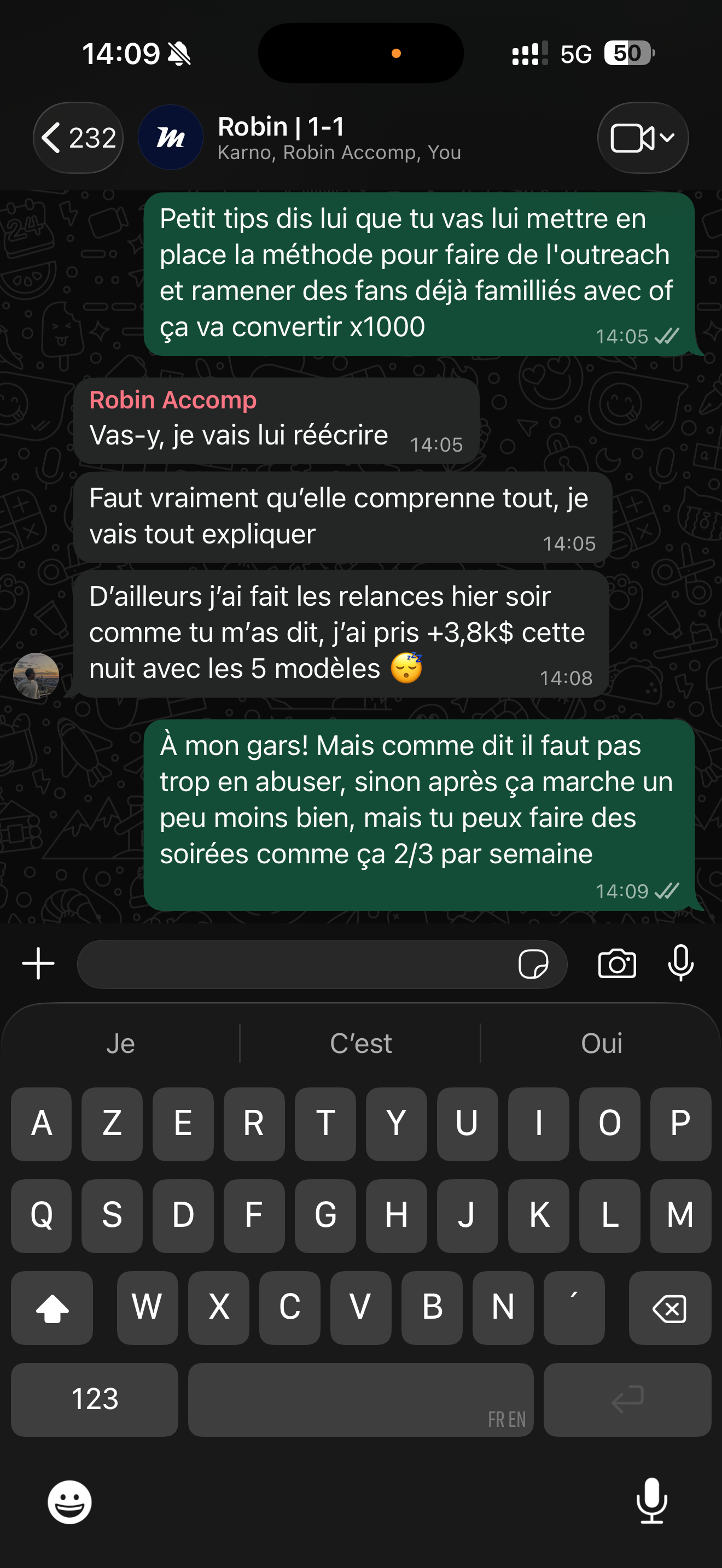 Retour membre WhatsApp
