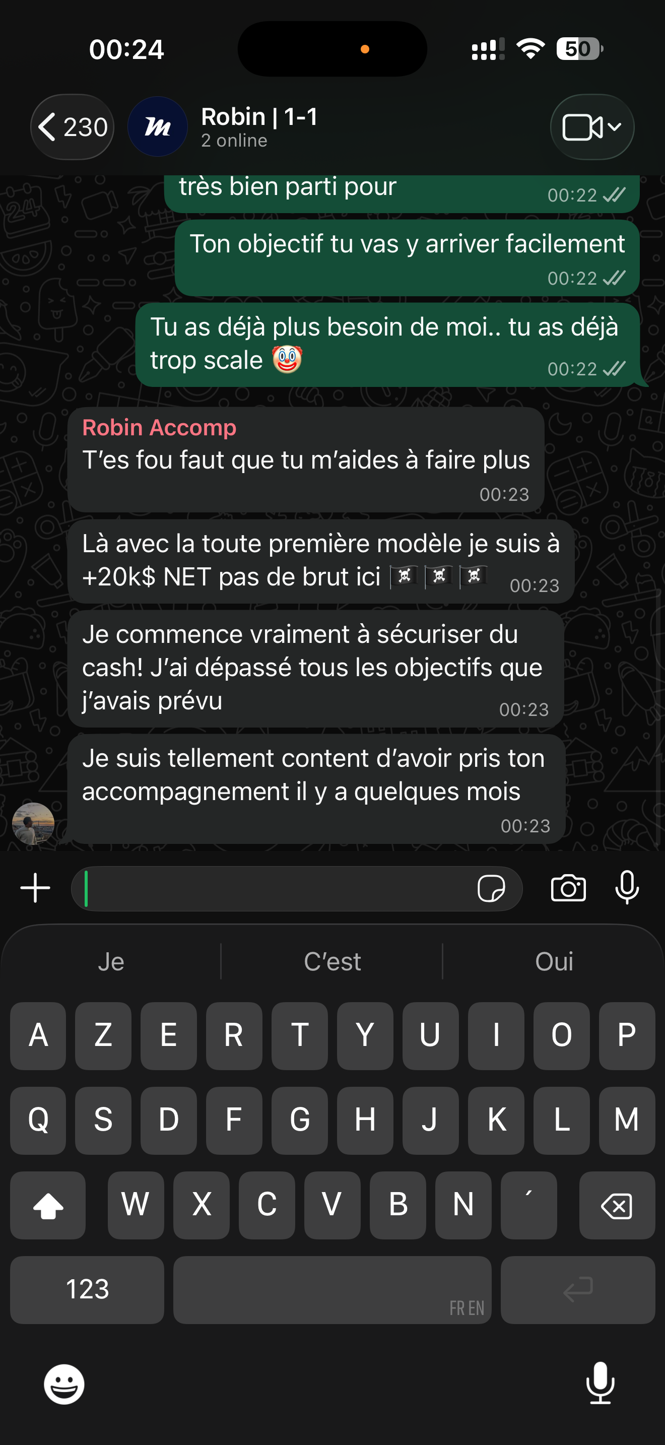 Retour membre WhatsApp